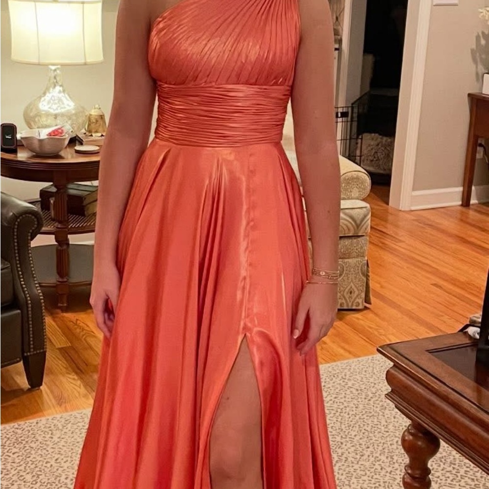 Sherri Hill One-Shoulder Coral Dress